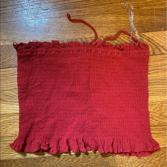 ⚡️AMERICAN EAGLE red smocked lace up tube top⚡️ - Picture 7 of 8